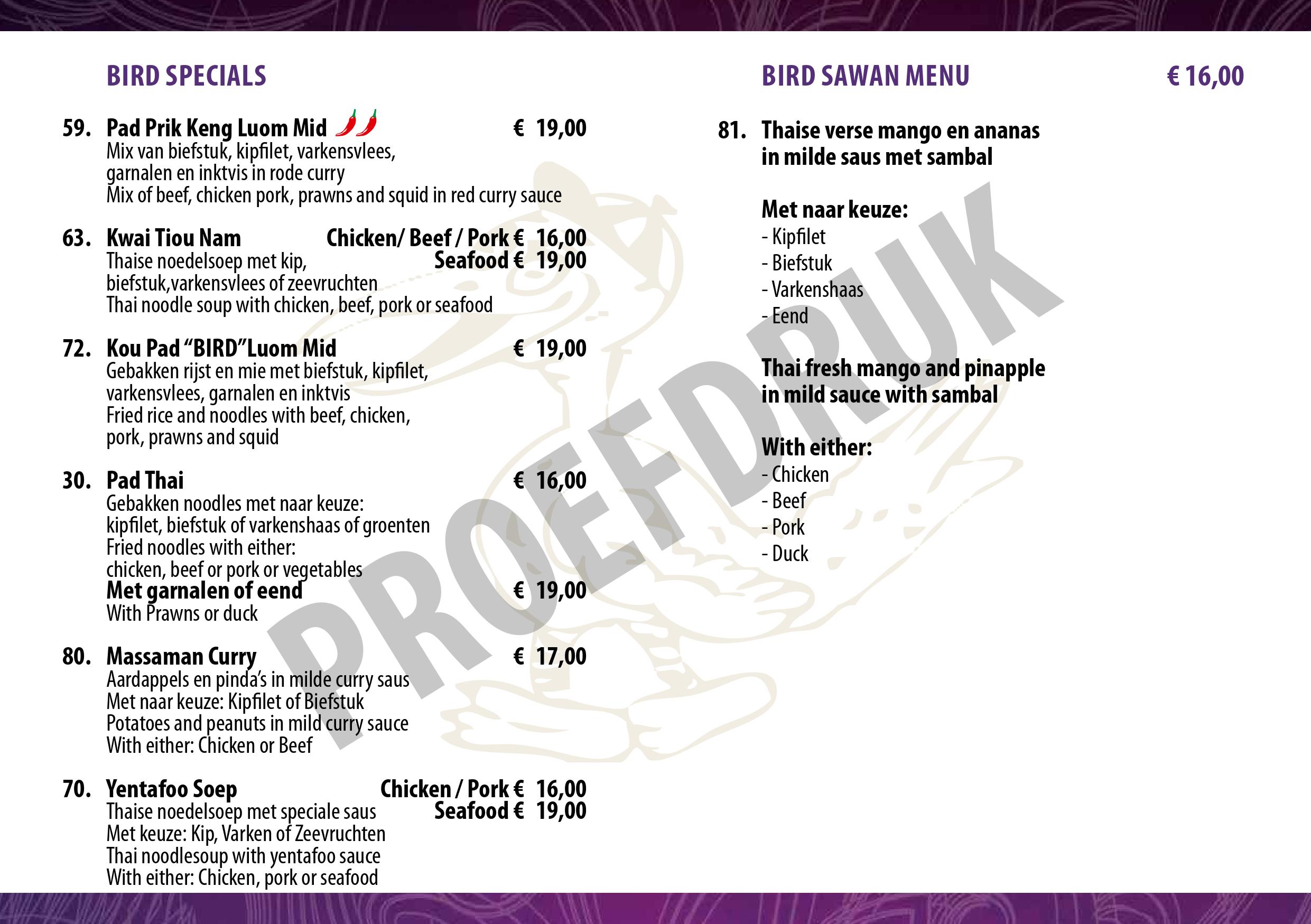 Bird Specials